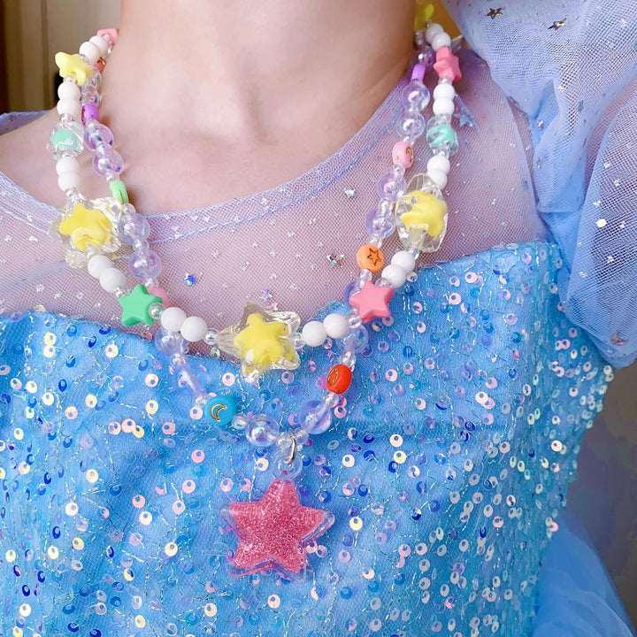 Kids Jewelry for Little Girls Necklace Bracelet with Unicorn Rainbow Star Crown Pendant for Toddler Dress up Jewelry Princess Gifts for 3 4 5 6 7 8 Years Old