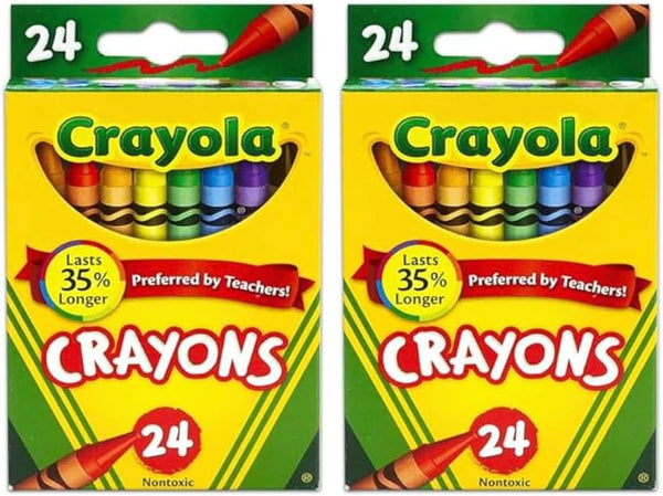 24 Count Box of Crayons Non-Toxic Color Coloring School Supplies (2 Packs)