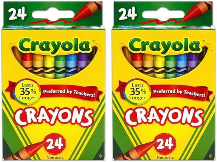 24 Count Box of Crayons Non-Toxic Color Coloring School Supplies (2 Packs)