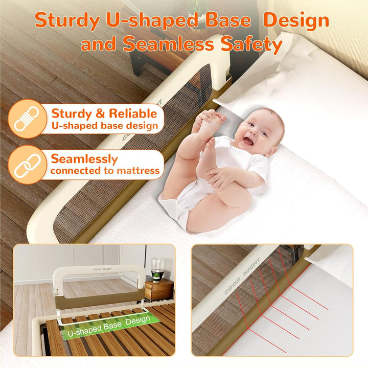 Bed Guard Rail for Toddlers - 32" Adjustable Heights & Folding up Portable Bed Railing for Baby - Toddler Bed Rails Guard for Crib, Twin, Bunk,Full Size, Queen & King Bed