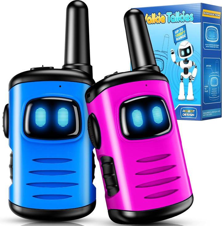 Kids Walkie Talkies Toys for Boys:  Mini Robots Walkies Talkies 2 Pack Birthday Gifts for 3 4 5 6 7 8 Year Old Boys Toys Age 4 5 6 7 8 Camping Outdoor Games