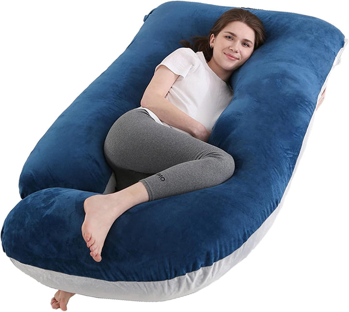 Pregnancy Pillow J-Shaped Full Body Pillow, 59 Inch with Velvet Cover Easy to Remove and Wash, Support Pregnant Women'S Backs Legs and HIPS, Improve Sleep,Pregnancy Pillow for Women ，Gray