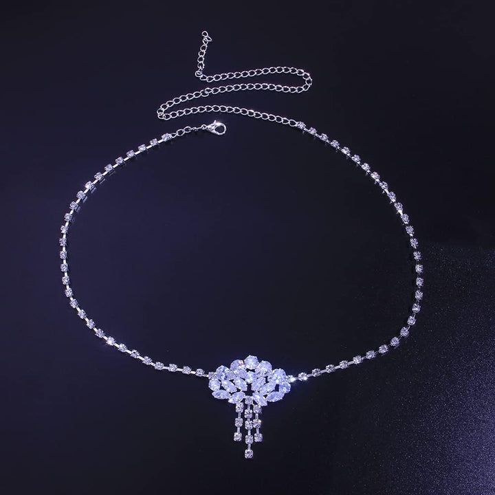 Rhinestone Chain Zircon Crystal Forehead Chain for Women Luxury Jewelry Bridal Headwear Wedding Hair Accessories(Silver Plated)
