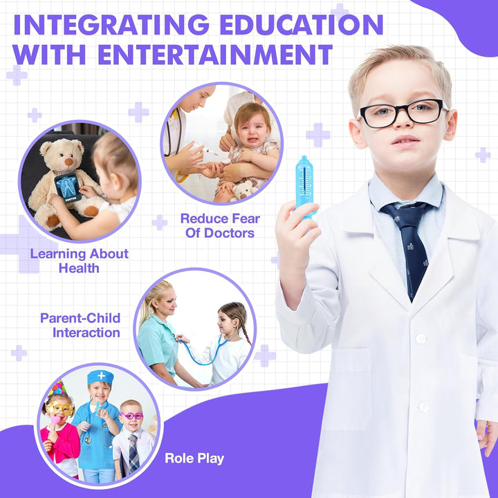 Doctor Kit for Kids, 15 Pcs Doctor Kit for Toddlers 3-5, Kids Doctors Play Set with Real Stethoscope, Medical Bag, Pretend Play Toys for Boys Girls, Halloween Christmas Birthday Gifts