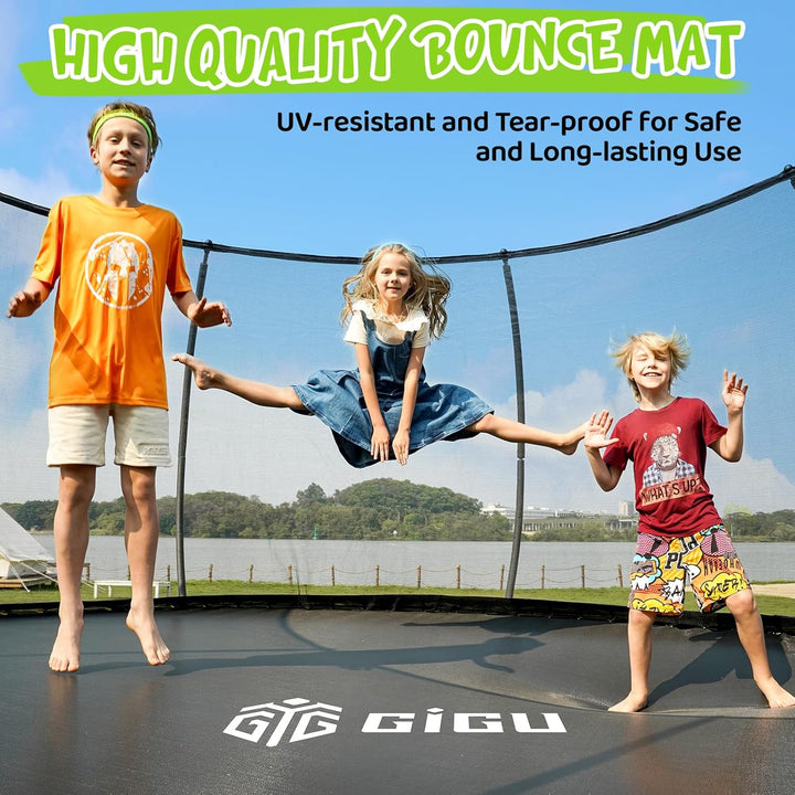 10FT 12FT 14FT Recreational Trampolines with Enclosure Net and Ladder and Anti-Rust Coating, ASTM Approved Trampoline Outdoor for Kids and Adults Outdoor Yard Trampolines