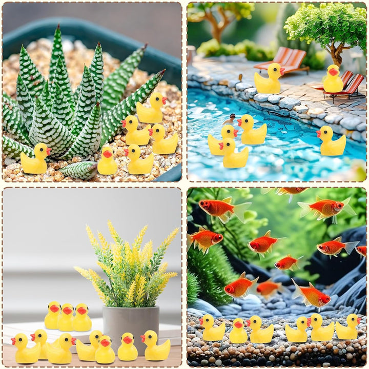 100Pcs Mini Resin Ducks, Tiny Ducks Figurines Bulk for Miniature Dollhouse Decor Accessories Garden Aquarium Potted DIY Ornament Party Toys