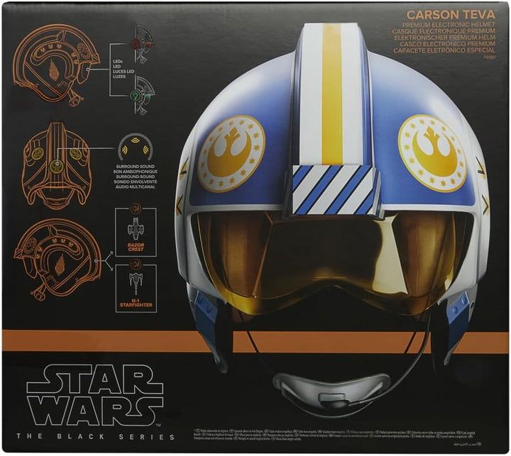 the Black Series Carson Teva Premium Electronic Helmet with Advanced LED and Sound Effects, Ages 14 and Up