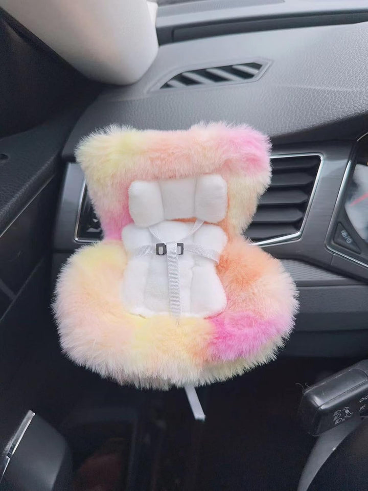 Doll Car Seat for 17Cm Dolls with Air Vent Clip and Desktop Stand, Cute and Functional Car Ornament for Blind Box Doll Fans, Collectors (Pink)