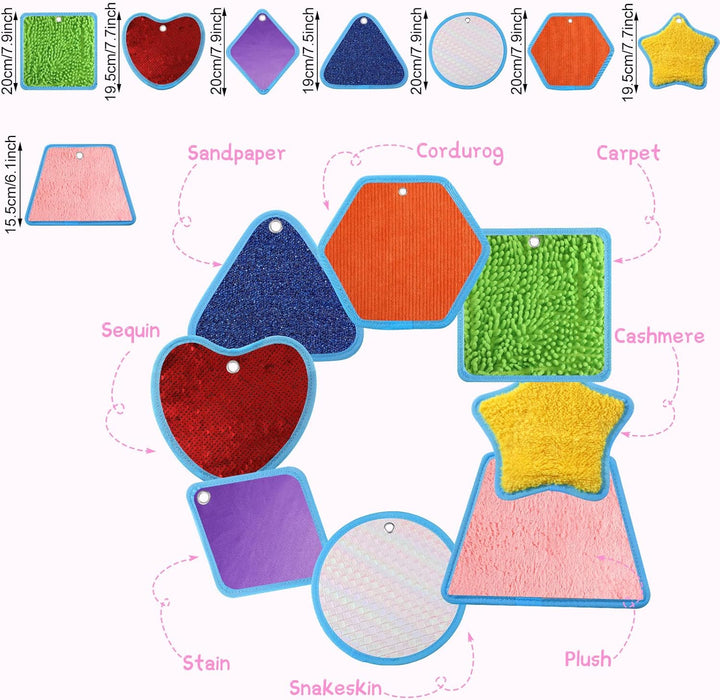 8 Set Mini Sensory Mats Assorted Textured Play Mats Sensory Floor Tiles Educational Tactile Toys for Activity(8.7 Inch,Irregular)