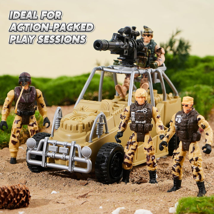 Military Base Toys Set Including Army Vehicles, Army Men Action Figures and Weapon Gear Accessories Military Combat Toys