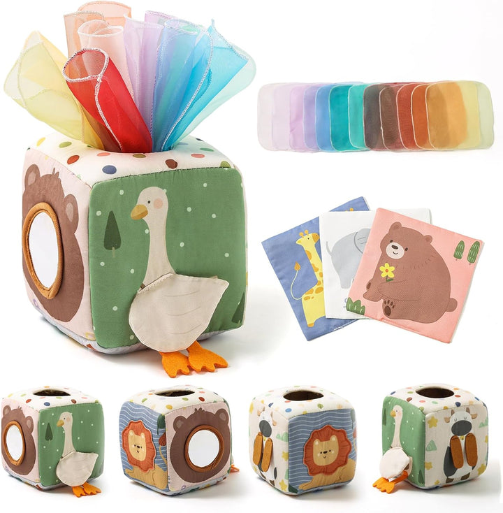 Baby Tissue Box Toy for Babies 6-12 Months - Montessori Toys Baby Tissue Box Sensory Toys for 1 Year Old - Boy Girl Gifts for Babies 6 12 18 Months Old