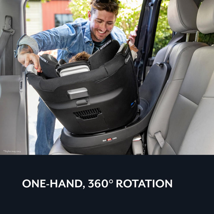 Revolve360 Slim 2-In-1 Rotational Car Seat with Quick Clean Cover (Salem Black)