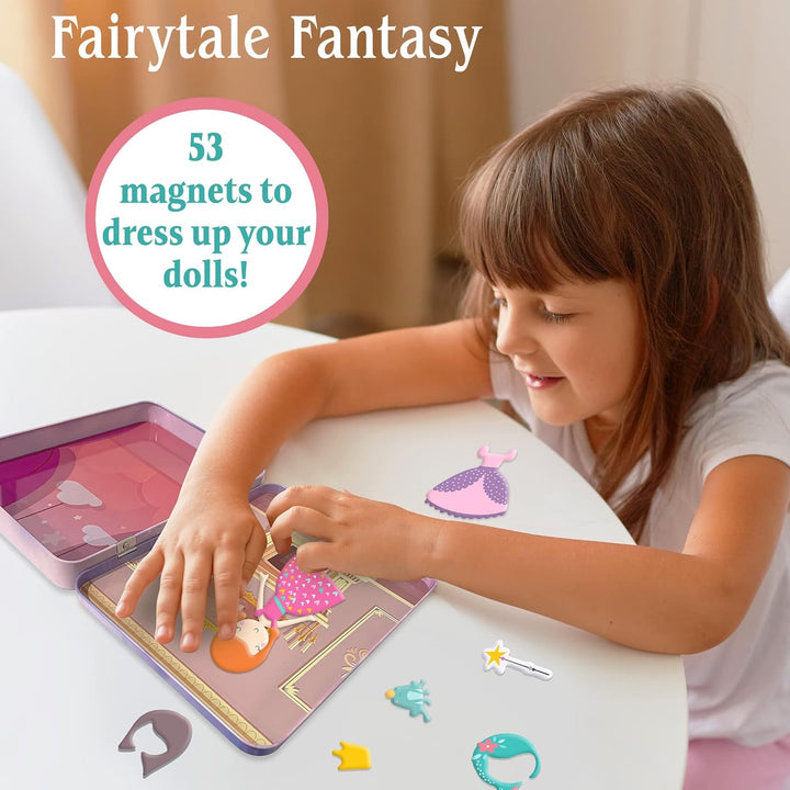 Magnetic Dress-Up Dolls for Girls Pretend Play Set, a Fairytale Fantasy Dress up Toy and Game for Ages 4, 5, 6, and 7 Years Old