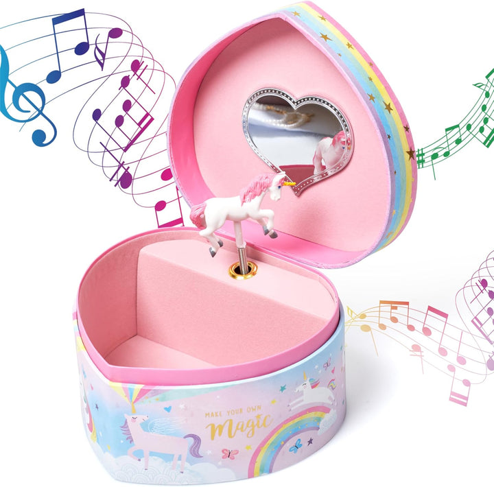 Jewelry Box for Girls - Girls Bedroom Accessories, Musical Jewelry Boxes with Spinning Unicorn Doll, Beautiful Dreamer Tune - Perfect Unicorn Birthday Gift for Kids 3 and Up