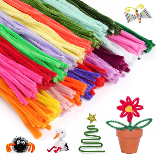 300 PCS Pipe Cleaners, Multi-Color Chenille Stems, Pipe Cleaners Craft, 20 Assorted Colors Pipecleaners for Art and Craft Supplies DIY Projects (12 Inch X 6 Mm)