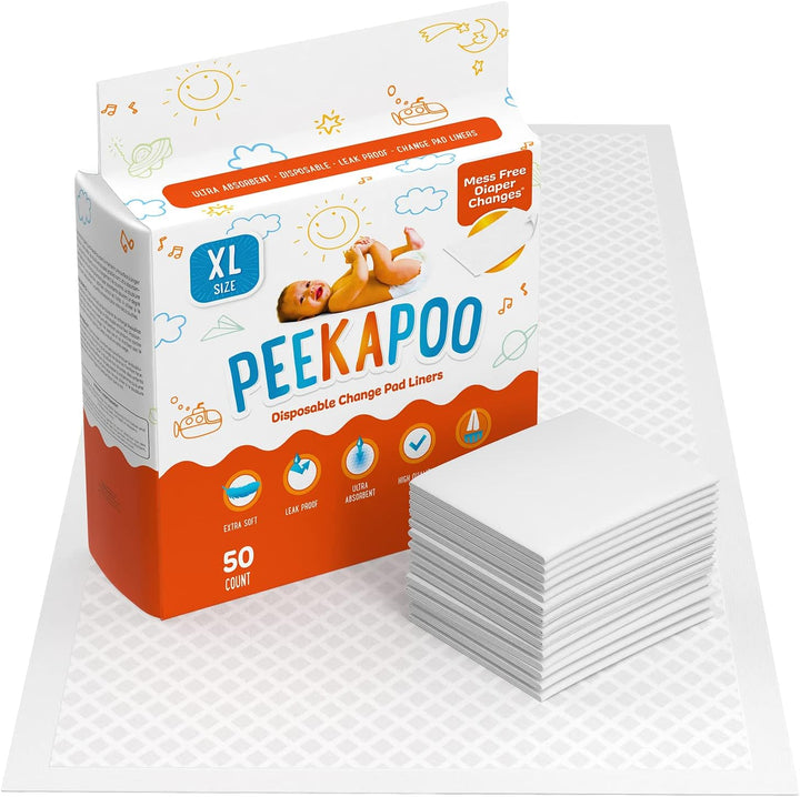 X-Large (30"X18") Disposable Changing Pads for Baby – Portable Changing Pad Liners for Mess Free Travel, Ultra Absorbent, Waterproof and Super Soft, 50 Count