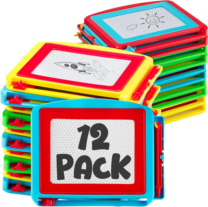 Magnetic Drawing Board for Kids - (Pack of 12) Erasable Doodle Sketch Tablet and Travel Drawing Pad for Kids Boys and Girls, Birthday Party Favors and Party Stocking Stuffers for Kids