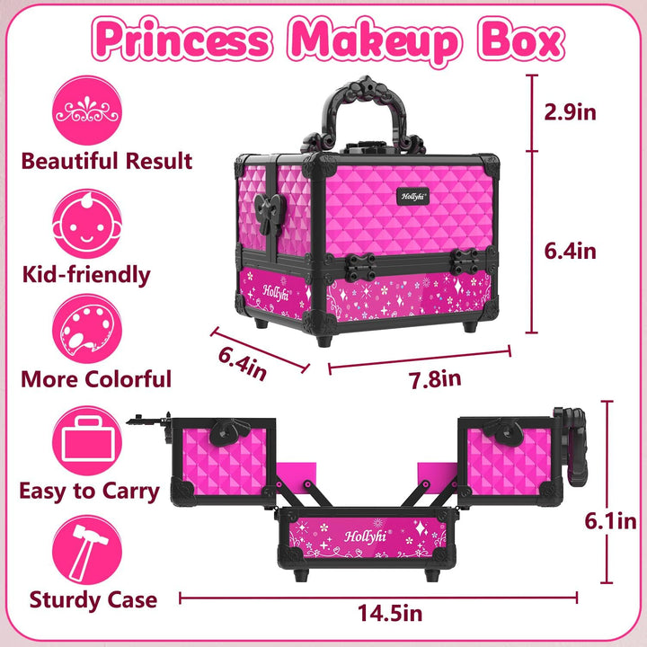 59 Pcs Kids Makeup Kit for Girl, Washable Play Makeup Toys Set for Dress Up, Pretend Beauty Vanity Set with Cosmetic Case Birthday Toys for Girls 3 4 5 6 7 8 9 10 11 12 Year Old Kids Toddlers