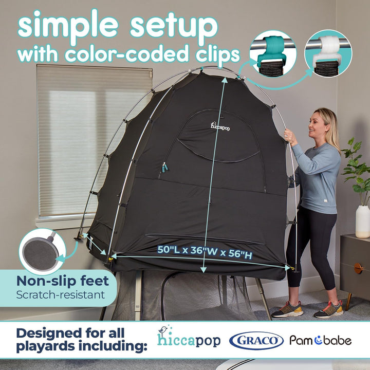 Daydreamer Blackout Tent for Pack and Play, Patented Portable Crib Tent, Blackout Canopy Crib Cover, Sleep Pod for Kids