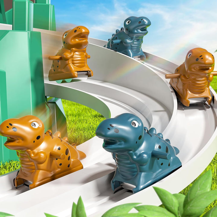 Dinosaur Climbing Slide Stair Toy for Toddlers Aged 3 4 5 6 7 8 - Racing Track Game Set, Sliding Car Toy, Dinosaur Themed with Light and Music, Birthday Dinosaur Gifts for Boys Girls Kids
