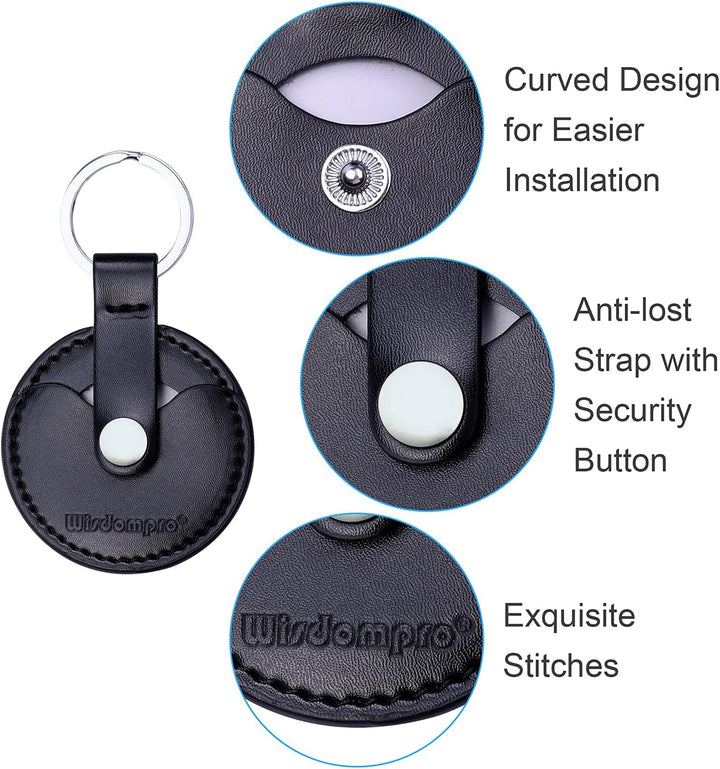 PU Leather Coin Holder Keychain for AA Medallion, Standard Challenge Coin, Recovery Chip - Black