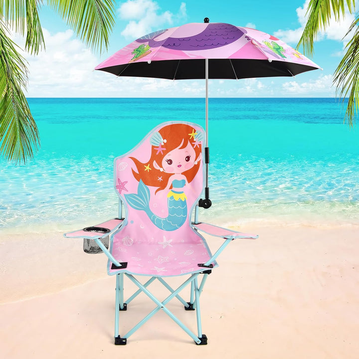 Kids Beach Chair with Umbrella Folding Lawn and Camping Chair with Summer Shade for Beach, Pool, Travel and Outdoor (For 1-5 Years Old)