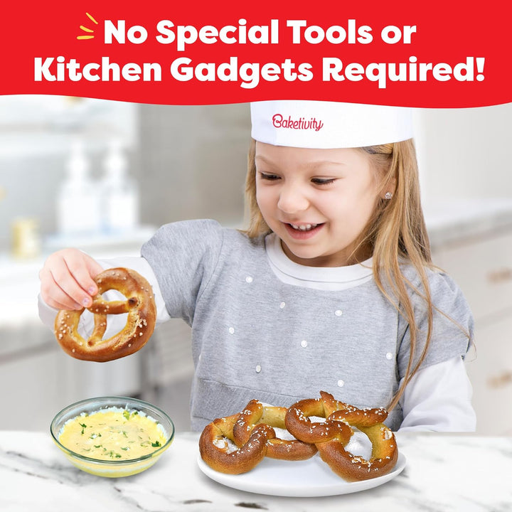 Pretzel Making Kit - Real Cooking Set for Kids Ages 5-12+ with Recipe and Ingredients - Kids Baking Set for Girls & Boys - Great Gift for Family Bonding