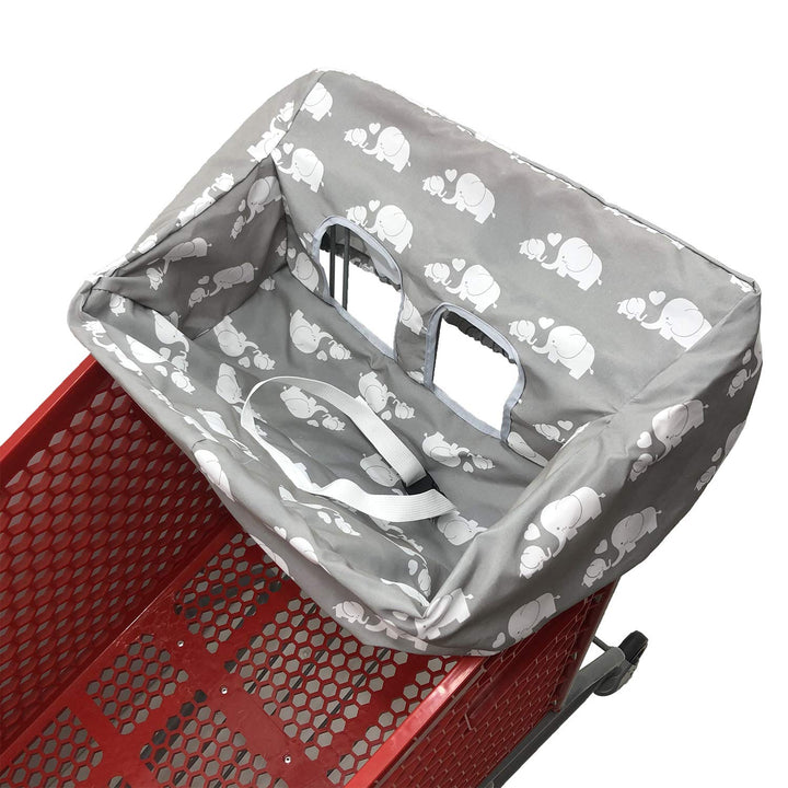 Portable Shopping Cart Cover, High Chair and Grocery Cart Covers for Babies, Kids, Infants & Toddlers, Attached Carry Bag (Gray Chevron)