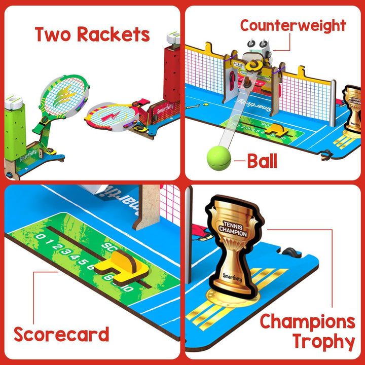 Tabletop Tennis - Pickleball Game Kit for Kids 6 to 12, 2-Player STEM Toy with Mechanical Rackets & Scoreboard, Birthday Gift for Boys & Girls Age 6,7,8,9,10,11,12,13,14 Years
