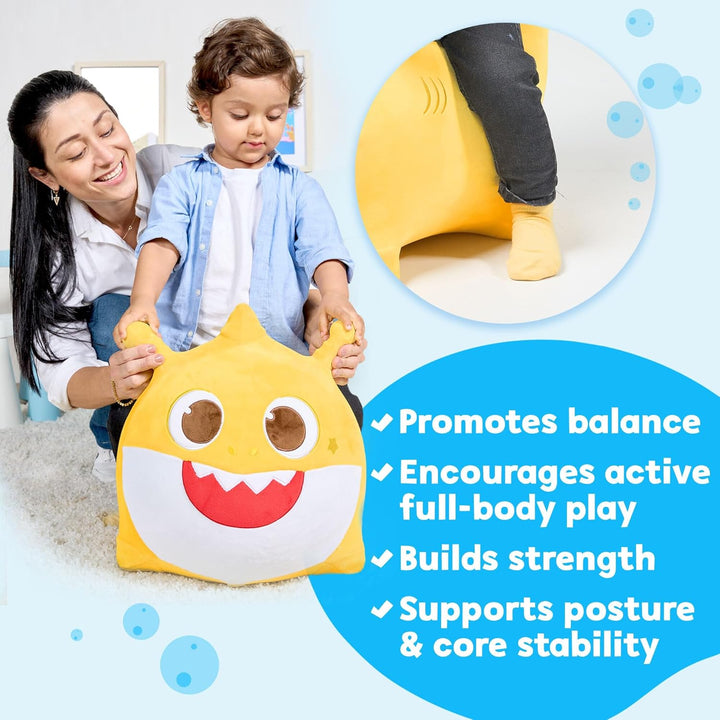 Baby Shark Official Bouncy Hopper Plush Musical Singing Toy - Inflatable Animal Ride on for Indoor & Outdoor - Birthday Gift for Kids & Toddlers (Boys & Girls) Ages 18+ Months (Yellow)