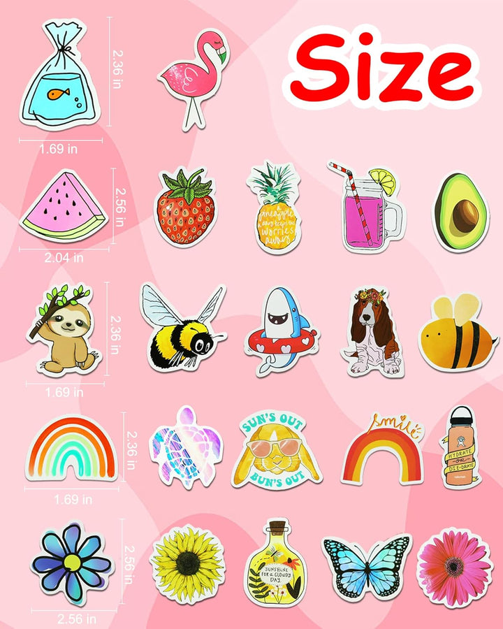 200Pcs Water Bottle Stickers for Kids, Cute Stickers for Water Bottles, Vinyl Waterproof Aesthetic Laptop Sticker Pack Classroom Prizes Skateboard for Kids Teens Girls Students