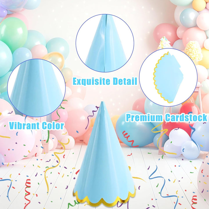 24 PCS Pastel Party Hats for Kids and Adults, Party Supplies for Party Decorations, Party Headwear for Birthday|Celebration|Party, Macaron Cone Kids Hats for Girls Boys Women Men