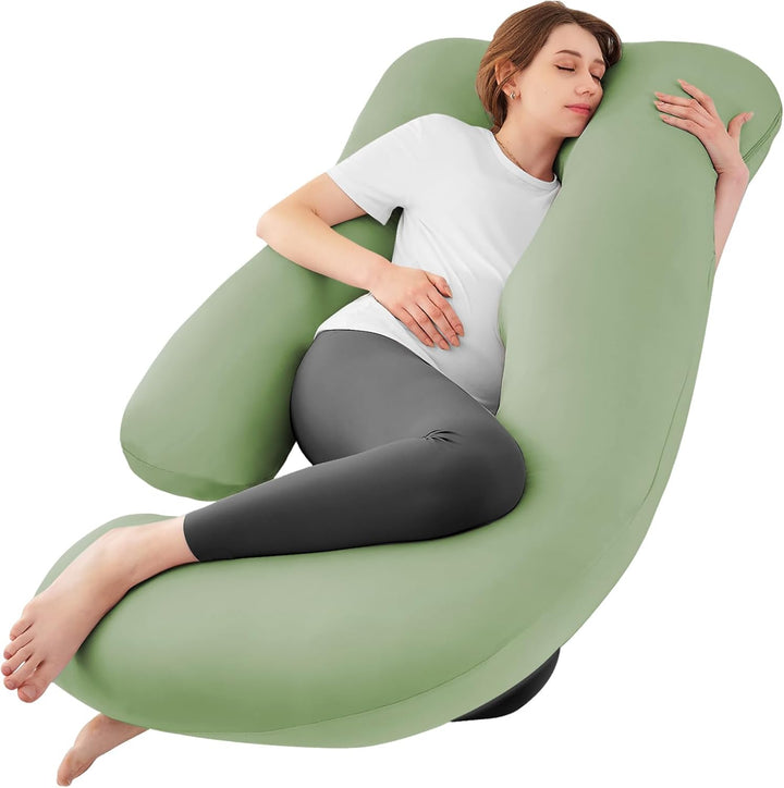 Pregnancy Pillows for Sleeping, U Shaped Cooling Full Body Pillow with Removable Cover, Pregnant Women Must Haves, Maternity Essential, Light Grey
