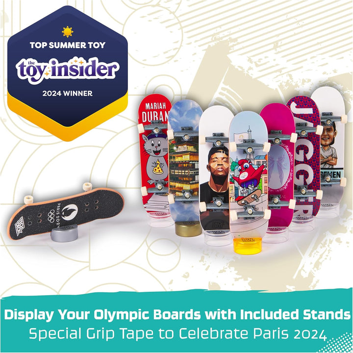 , Competition Legends 8-Pack Fingerboards with Collectible Cards, Olympic Games Paris 2024, Customizable Mini Skateboards, Kids Toys for Ages 6 and Up
