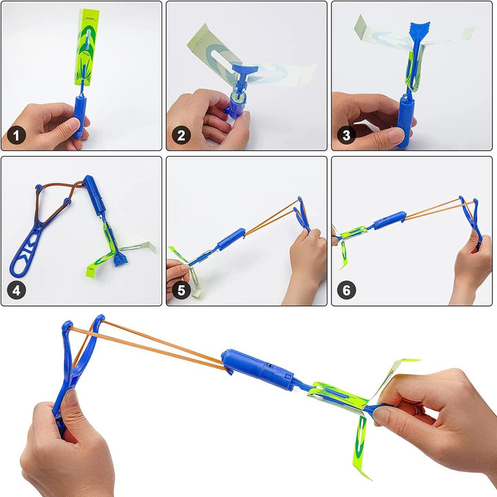 s Slingshot LED Light up Helicopters, 6 Copters and 3 Launchers - as Seen on TV for Unisex Children