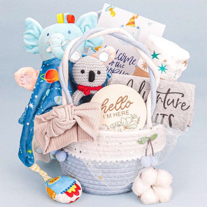 Baby Girl Gifts,Baby Shower Gifts for Girls,New Born Baby Girls Gift,Baby Girl Gift Basket,Unique Baby Gift Essential,Gender Reveal Gifts,Rattle Swaddle Blanket Baby Girl Gifts