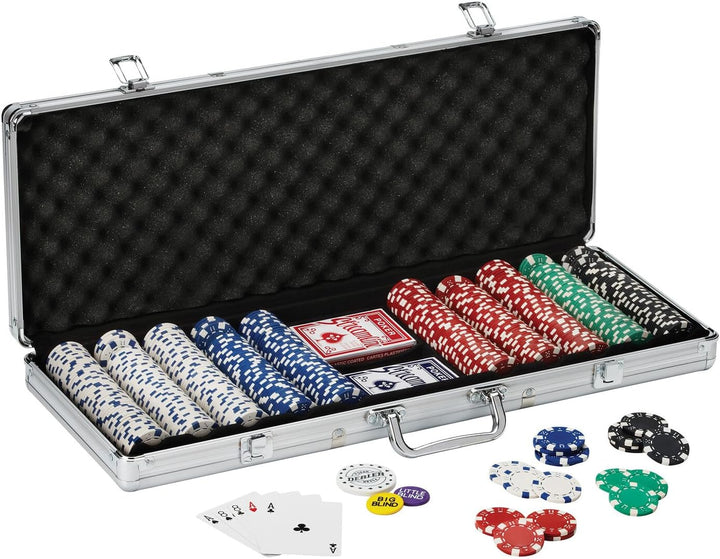 11.5 Gram Texas Hold 'Em Claytec Poker Chip Set with Aluminum Case, 300 Striped Dice Chips