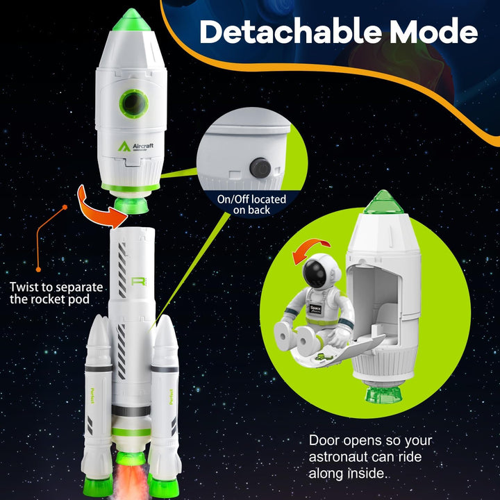 Space Toy Rocket Toys for Kid Shuttle with Astronaut Spaceship Planet Stem with Christmas Spaces Station for Boy 3 4 5 6 7 8, Gift for Age 3+