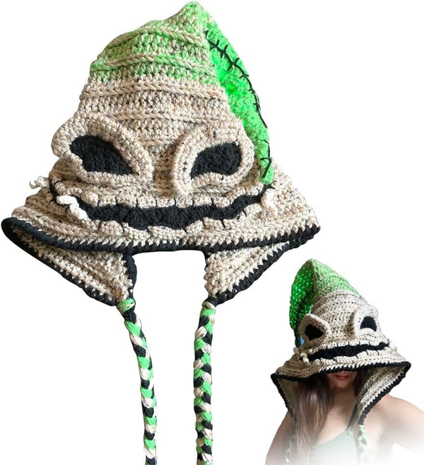 Burlap Chap Crochet Hood, Crochet Halloween Headdress, Hooded Scarf, Party Cosplay Costume