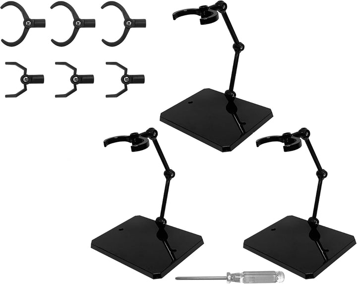 3 Pack Action Figure Stand for 3.75" and 6" Figures - Each Doll Model Support Stand Includes 3 Clamps Sizes,Action Figure Display Holder Base Display Your Action Figures in Style