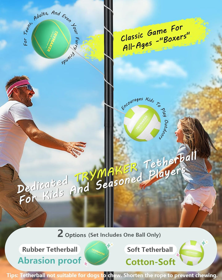 Tetherball Set, Tether Balls and Rope Set with Pole 10.43Ft Height Heavy Duty, Tetherball Equipment Kit for Backyard Outdoors Kids and Adult (No Base Included)