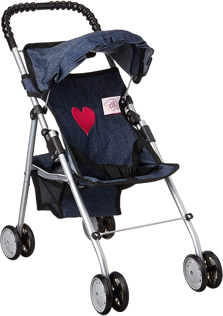 My First Doll Stroller with Basket & Heart Design Foldable Doll Stroller, Pink