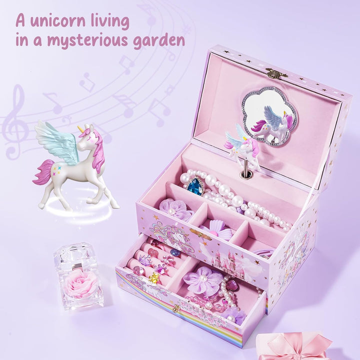 Children'S Jewelry Box, Kids Jewelry Organizer with Unicorn for Little Girls, Jewelry Case Gift for Toddler Age 2 3 4 5 6 7 8 -Sunshine