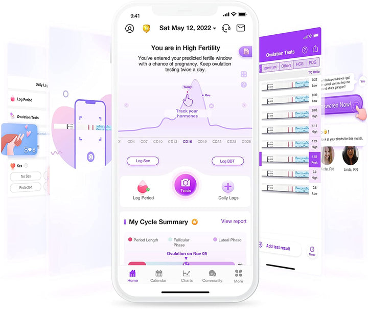 Ovulation Test Strips, 25 Pack Fertility Tests, Ovulation Predictor Kit, Powered by Premom Ovulation Predictor Ios and Android App, 25 LH Strips