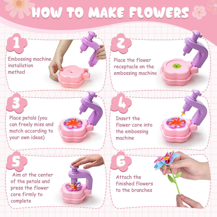 Fabric Bouquet Toys Include Extra Accessories Set, Arts and Crafts for Kids Ages 3-12, DIY Flower Craft Kits for Toddler, Birthday Gifts for 3 4 5 6 7 8 9 10+ Year Old Girls