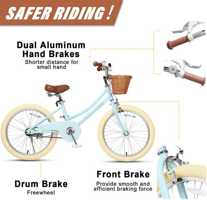 Girls Bike with Basket for 2-12 Years Old Kids, 12 14 16 18 20 Inch Bicycle with Bell Training Wheels, Multiple Colors