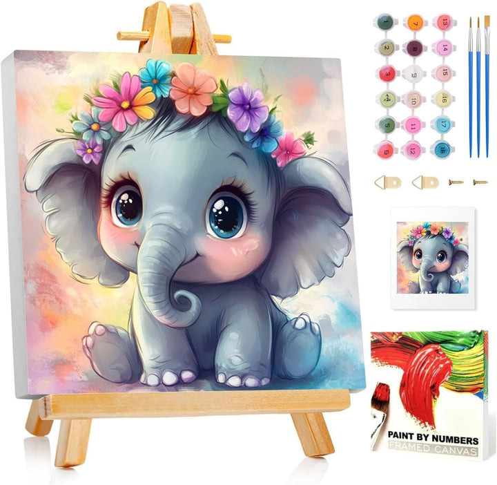 Paint by Numbers Kit for Kids with Frame, Sea Turtles Paint by Number with Frame, Paint by Number Kids Age 5-8-12 for Gifts and Home Decor (8X8Inch)