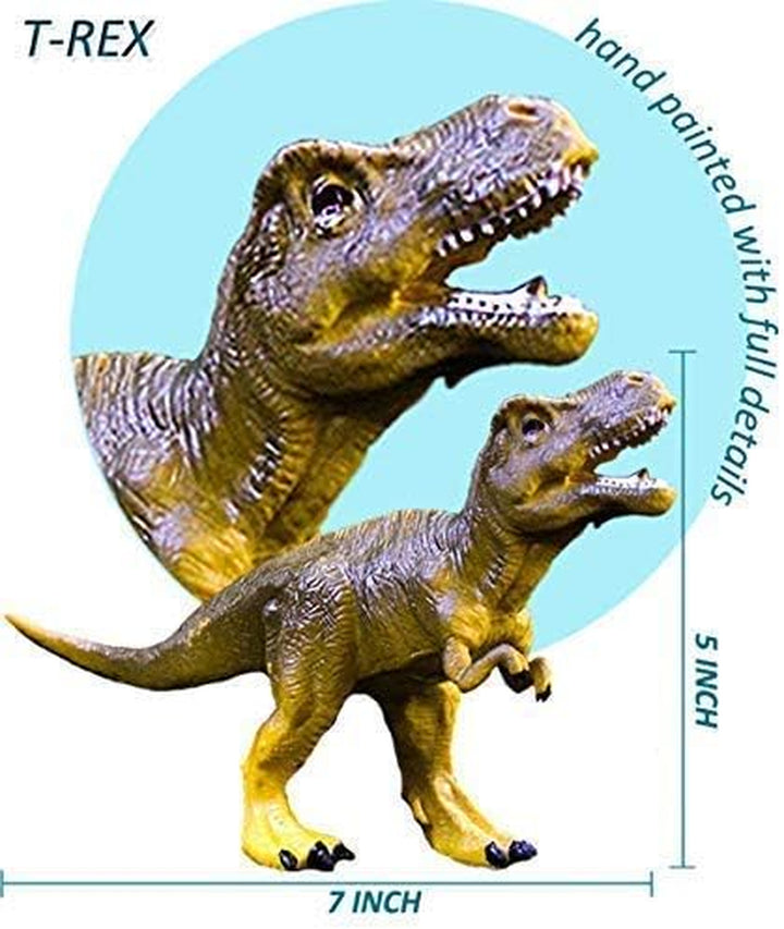 Dinosaur Toys, Plastic Dinosaur Figure Set, Ideal Education Toys for Kids and Toddler, Including T-Rex, Stegosaurus, Monoclonius, 6 to 7 Inch Large Size, 6 Pack