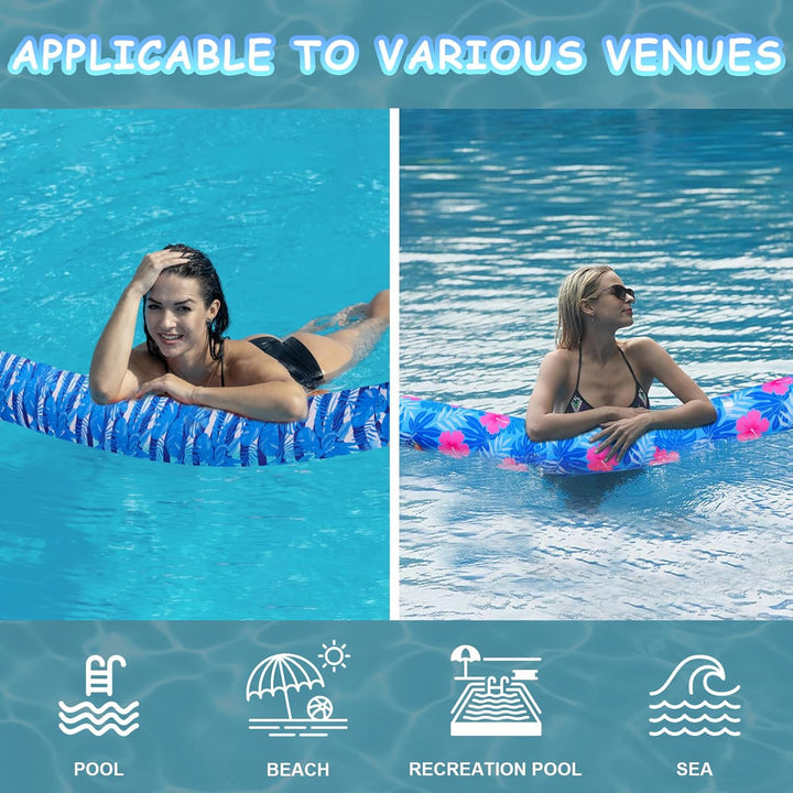 Inflatable Swimming Pool Noodle, 2 Pack Soft Fabric Quick Drying Covered Large Pool Floats Noodles, Premium Buoyancy Swim Poolfloats with Portable Storage Bag for Pool Party Toy