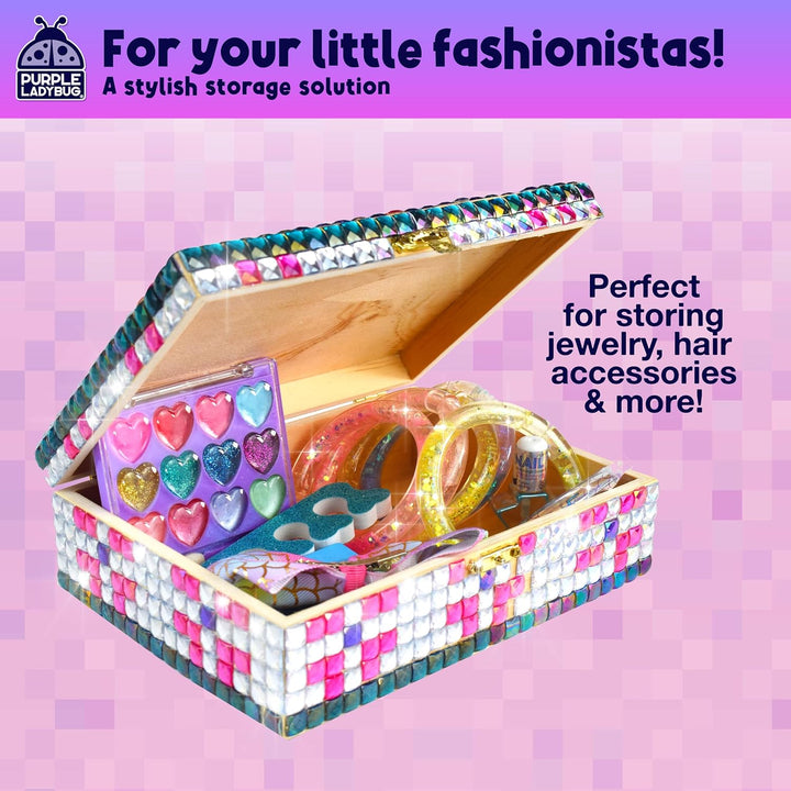 DIY Sparkly Jewelry Box Kit with Gems – Crafts for Girls 8-12, Birthday Gift Idea, Arts and Crafts for Kids 6-8, 8-12, Summer Activities, Fun Toys for Girls